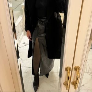 Revolve Faux Leather Maxi Skirt with high slit. Used once.